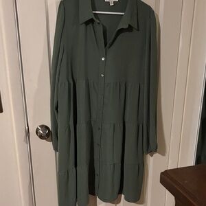 She + Sky Forest Green Long Sleeve Dress